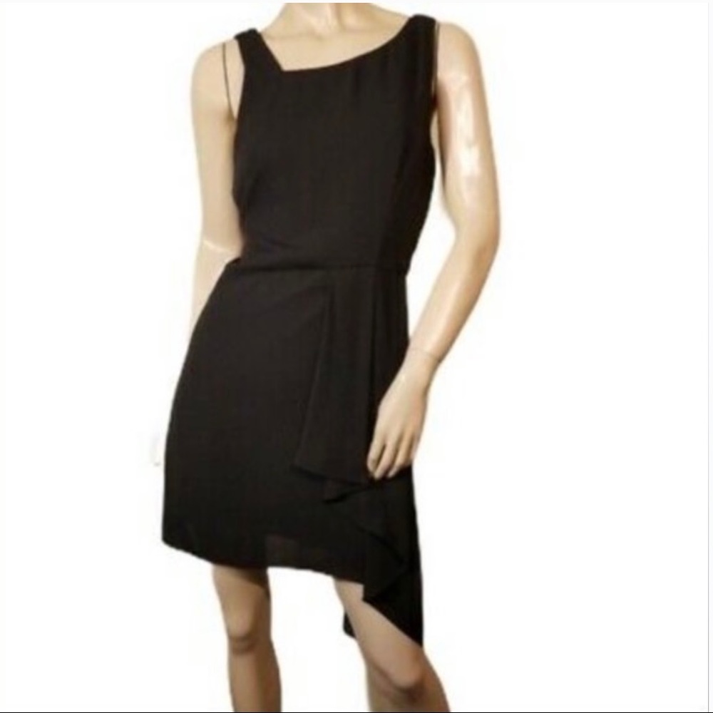 BCBGMaxAzria Runway Asymmetric Chiffon Drape Dress